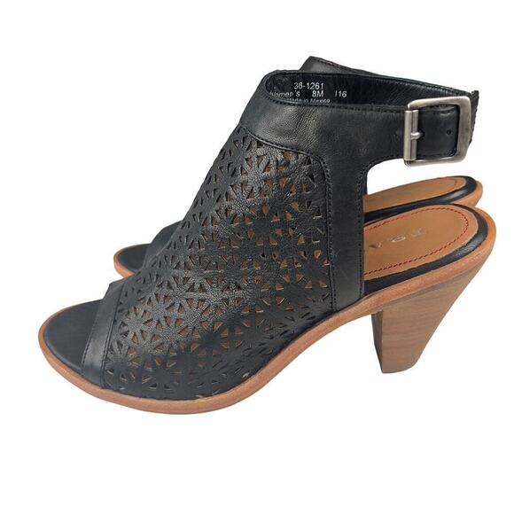 TRASK LASER CUT LEATHER SLINGBACK HEELED SANDALS IN BLACK NWOB WOMEN'S SIZE 8 - Picture 7 of 13